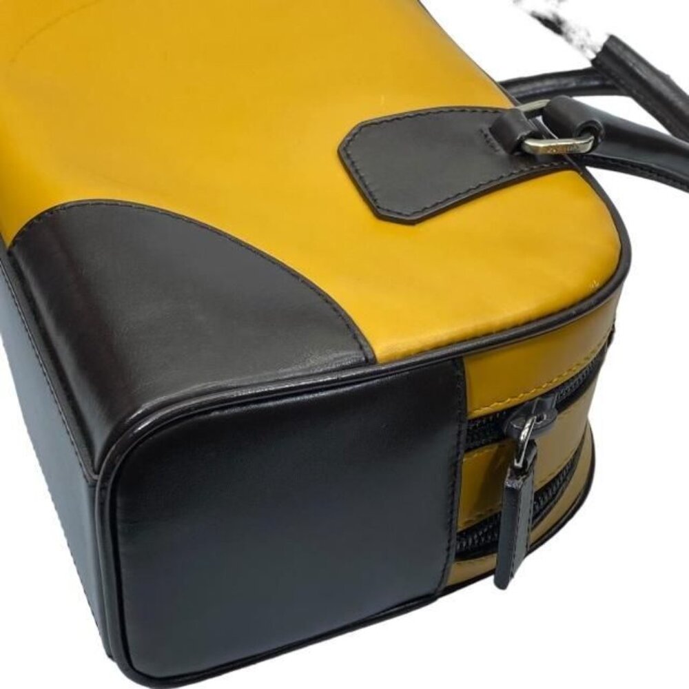Prada Bow Sling Bag Tote Handbag Logo Leather Yellow Brown - Picture 4 of 9